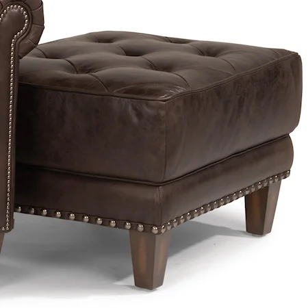Traditional Rectangular Chair Ottoman in All Grain Leather
